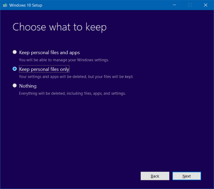 Reinstale Windows 10 sin pérdida de datos paso 13