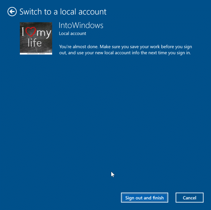 cerrar sesión en la cuenta de Microsoft en Windows 10 pic6