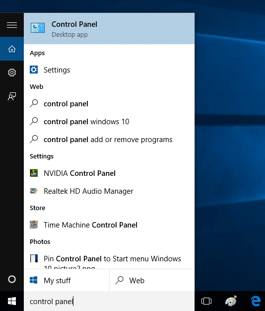Agregue el Panel de control al menú Inicio de imágenes de Windows 10