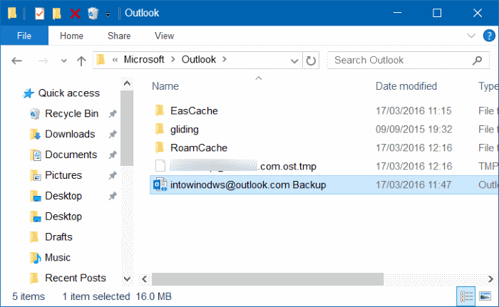 Outlook 2016 se bloquea al procesar el inicio de la carga del perfil, paso 5
