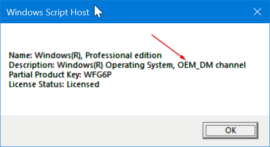 Compruebe si el tipo de licencia de Windows 10 es minorista, oem o volumen pic2