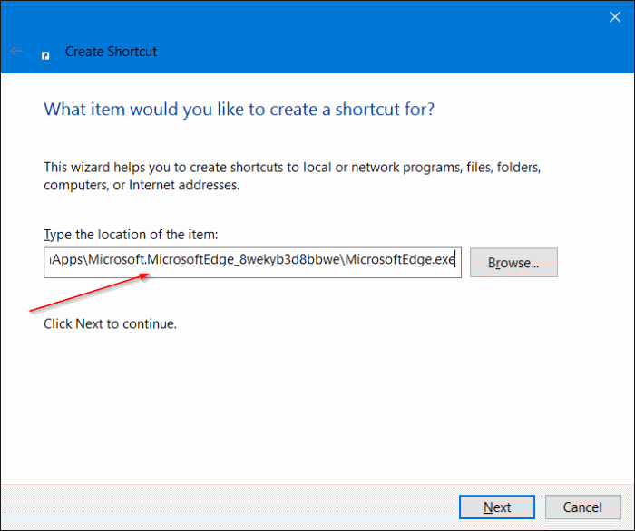 Cree el acceso directo de Microsoft Edge en el escritorio en Windows 10 step4.JPG