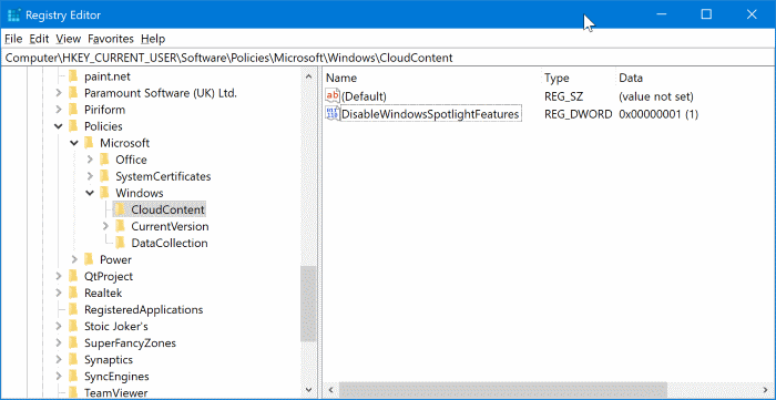 habilitar o deshabilitar los reflectores de Windows en Windows 10 pic4
