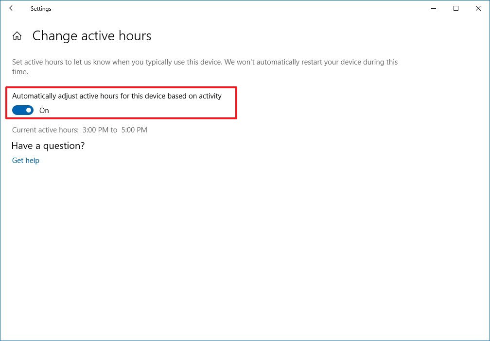 ConfiguraciÃ³n automÃ¡tica de tiempo activo en Windows 10 versiÃ³n 1903