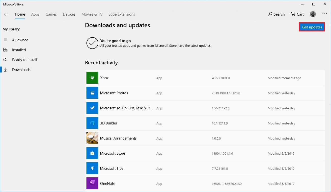 Actualización de aplicaciones en Microsoft Store