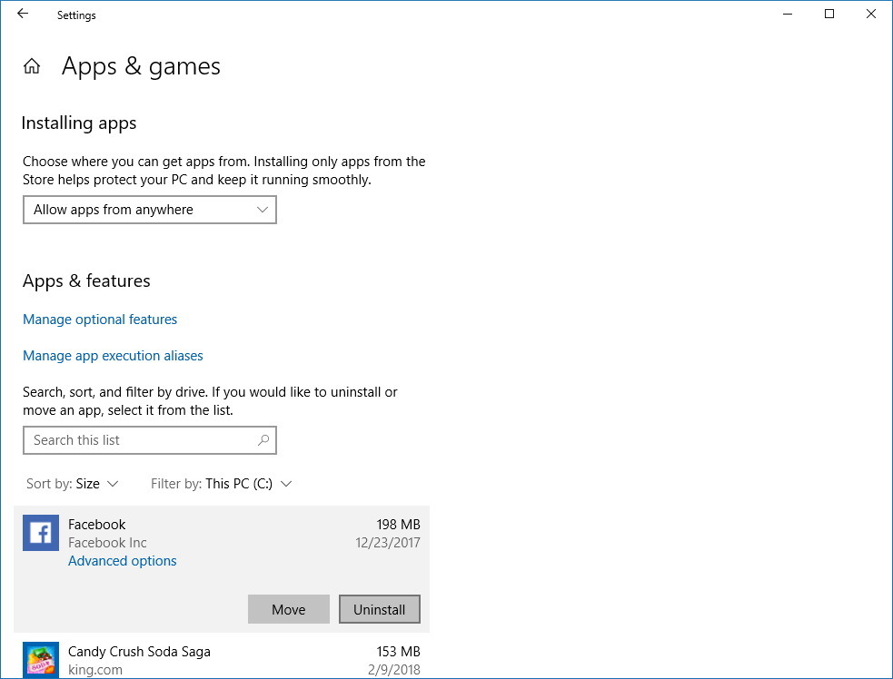 Configuración de juegos y aplicaciones de Windows 10