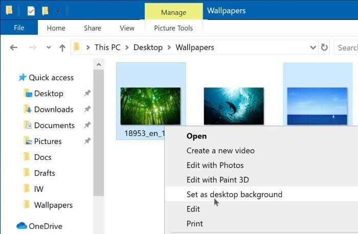 establecer un fondo de pantalla diferente para el segundo monitor en Windows 10 pic3