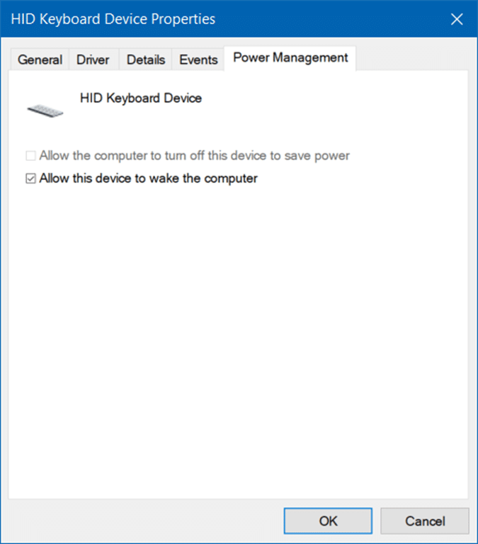 despierte la PC del estado de suspensión usando el teclado y el mouse en Windows 10 pic1