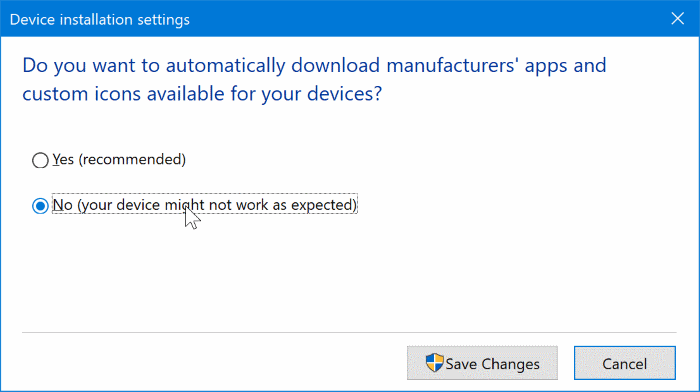deshabilitar las actualizaciones automáticas de controladores en Windows 10 pic1