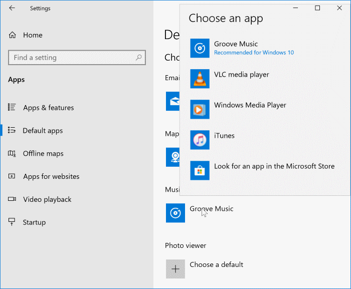 establecer Windows Media Player como predeterminado en Windows 10 pic2