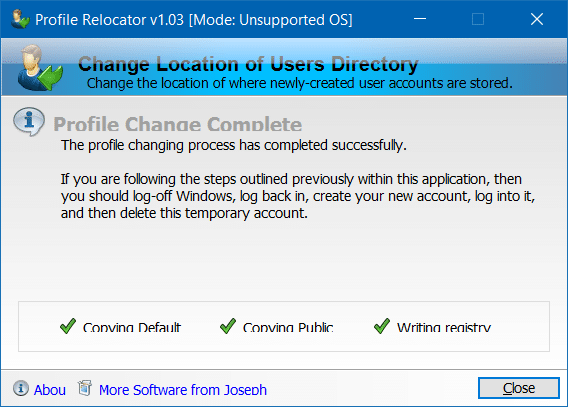 Mover la carpeta de perfiles de usuarios a otra unidad en Windows 10 Paso 4