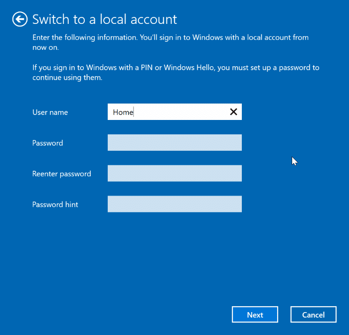 cambiar de cuenta local a Microsoft en Windows 10 pic3