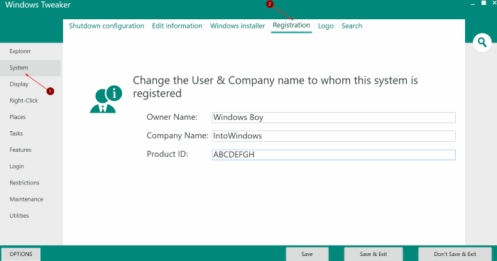 cambiar el propietario registrado y el nombre de la organización Windows 10 pic1