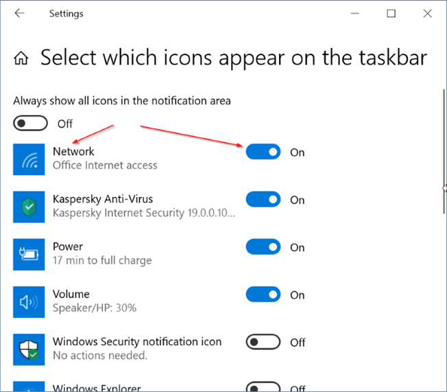 Windows 10 muestra el icono de Ethernet en lugar de Wi Fi pic4