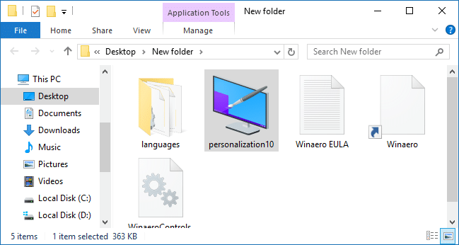 Obtenga la ventana de personalización en Windows 10, paso 1