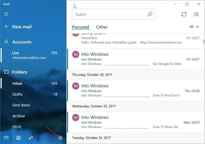 eliminar una cuenta de correo electrónico de la aplicación Mail en Windows 10 pic5