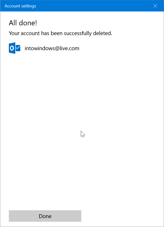 eliminar una cuenta de correo electr贸nico de la aplicaci贸n Mail en Windows 10 pic9