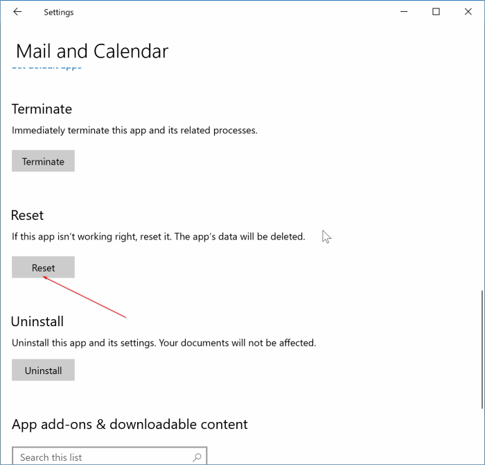 restaurar la aplicación de correo de Windows 10 pic2