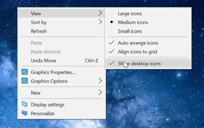 faltan iconos de escritorio en Windows 10 pic1