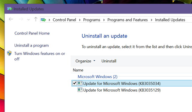 Desinstalar las actualizaciones de Windows en Windows 10
