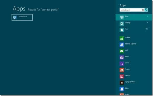 Abra el Panel de control en Windows 8