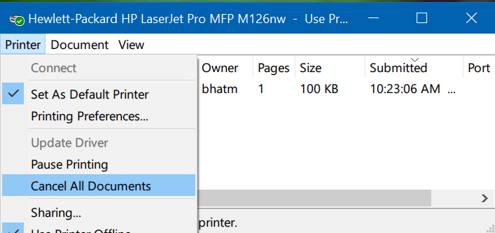 borrar la cola de impresión en Windows 10 pic3