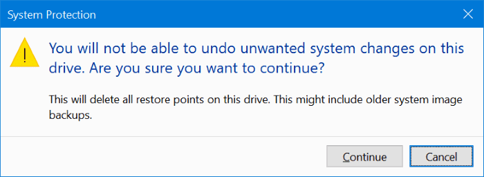 eliminar puntos de restauración en Windows 10 pic3.1