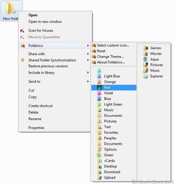 Cambiar el icono de la carpeta de Windows 7 con FolderIco
