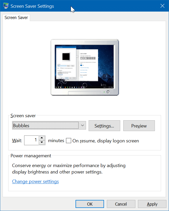 cambiar el protector de pantalla en Windows 10 pic2