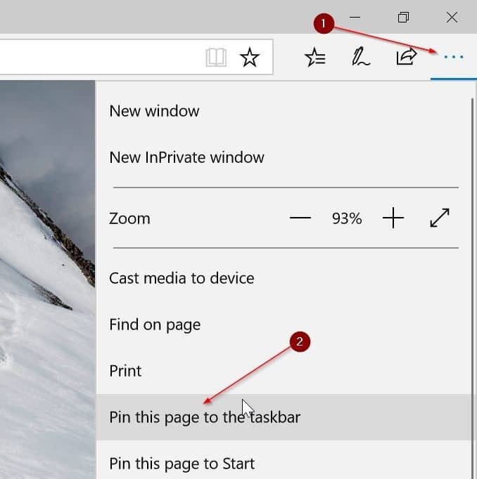agregar sitios web a la barra de tareas en Windows 10
