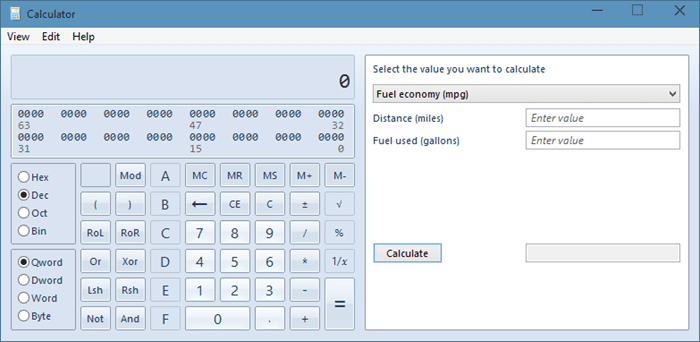 Calculadora antigua en la imagen de Windows 10 1