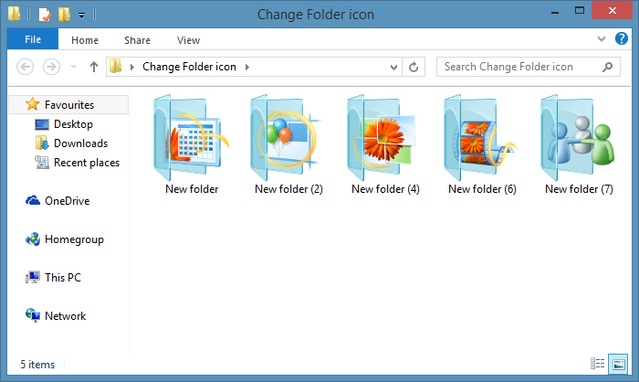 Icono de la carpeta Chagne en Windows 7 o Windows 8