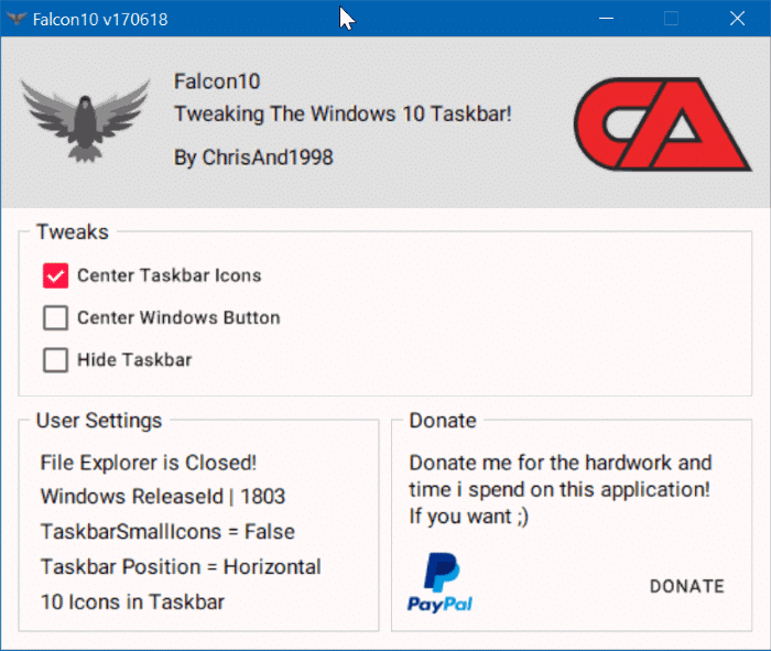 centro de los iconos de la barra de tareas en Windows 10 pic2