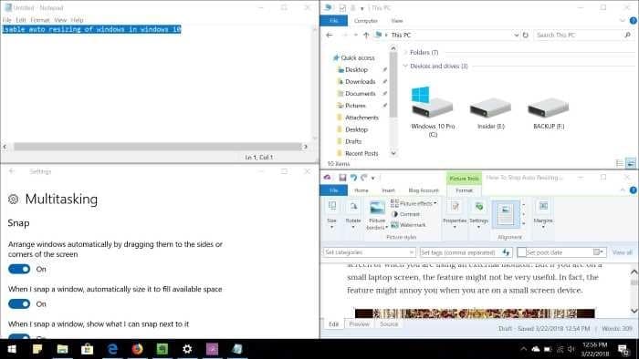 deshabilitar el cambio de tamaÃ±o de ventana automÃ¡tico en Windows 10
