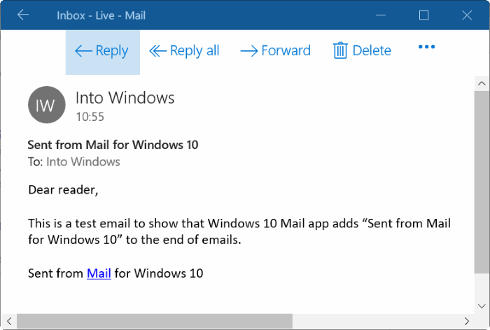 eliminar mensajes enviados del correo para Windows 10 mensaje pic1