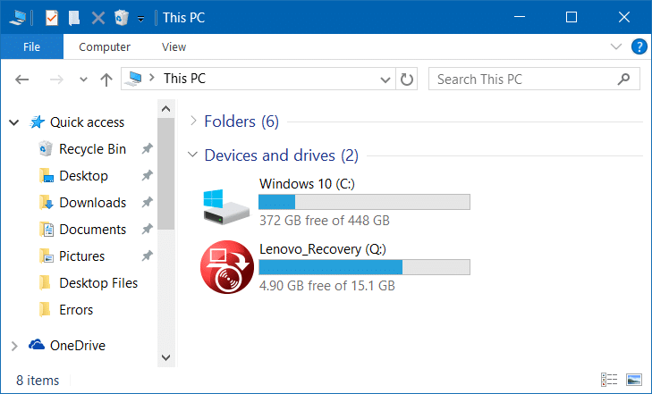 Ocultar la partición de recuperación en Windows 10