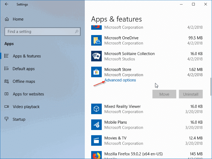 reinstale la aplicación de la tienda en Windows 10