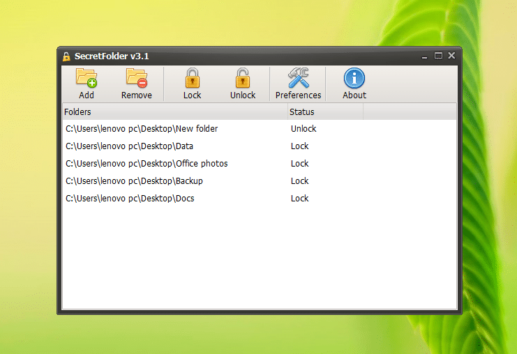 Armario de carpetas gratuito SecretFolder para Windows picture3