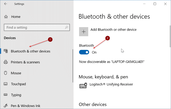 Falta el icono de bluetooth en la barra de tareas en Windows 10