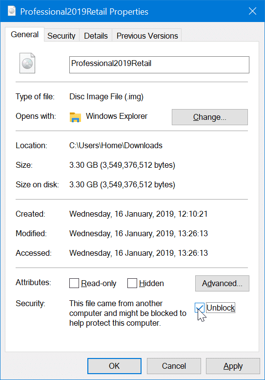 Lo sentimos, hubo un problema al montar el archivo mientras se montaba ISO o IMG en Windows 10 pic5