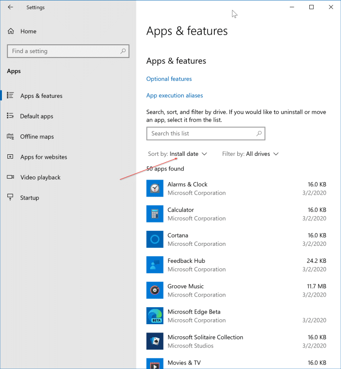 ver aplicaciones instaladas recientemente en Windows 10 pic1