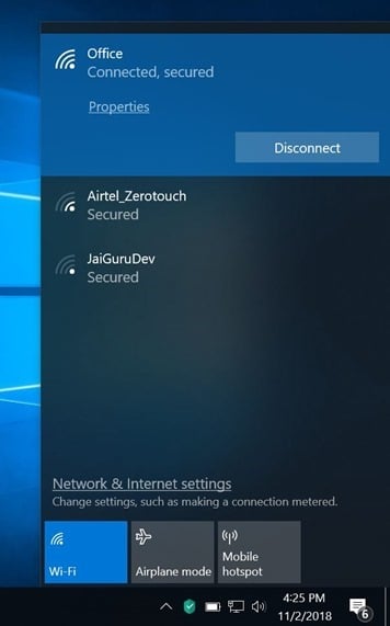 Windows 10 muestra el ícono de Ethernet 1