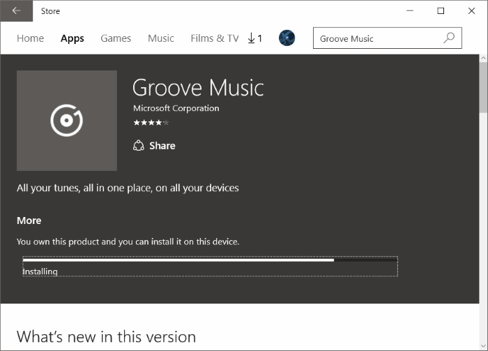 Reinstale Groove Music en Windows 10 pic9.2