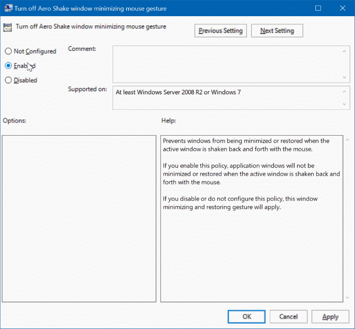 habilitar o deshabilitar Aero Shake en Windows 10 pic4