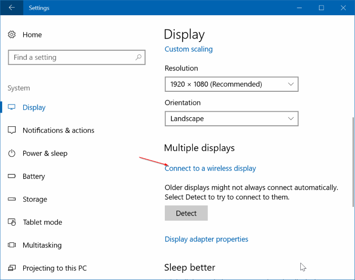 conecte de forma inalámbrica una computadora portátil con Windows 10 a la imagen de TV1