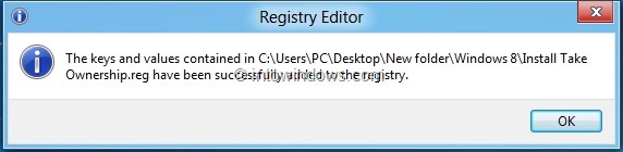 Tomar posesión de archivos y carpetas en Windows 8 Paso 6