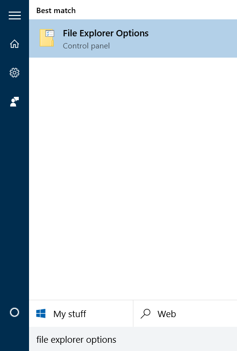 Opciones de carpeta abierta en Windows 10 pic1