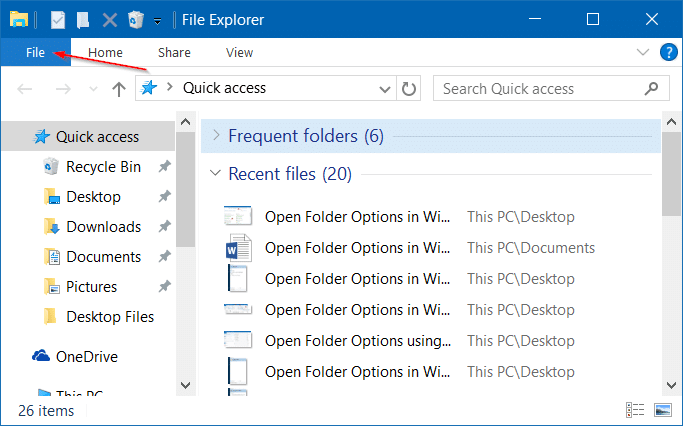 Opciones de carpeta abierta en Windows 10 pic5