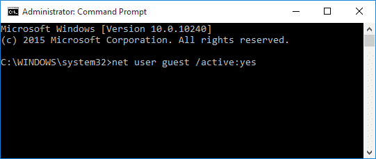 habilitar la cuenta de invitado en Windows 10 paso 3