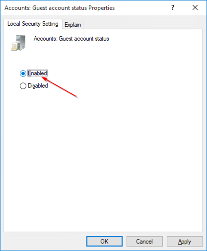 habilitar la cuenta de invitado en Windows 10 paso 7